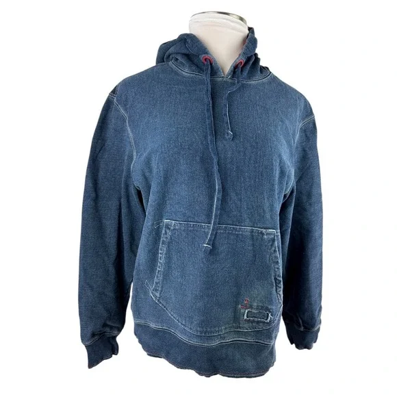 Vintage Gap x RED Hoodie Large Navy Distressed LS Fleece Lined Street Grunge Y2K - Picture 5 of 16